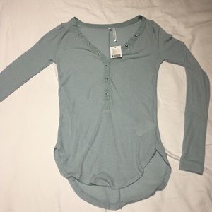 Urban Outfitters Ribbed Henley Long Sleeved Top